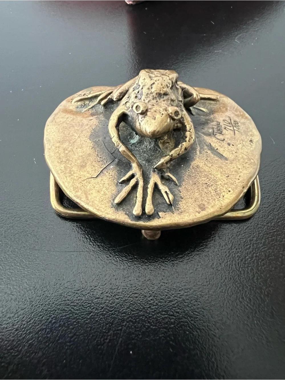 Vintage Carl Tasha Frog Brass Belt Buckle | Limited Edition #710/1000 | Signed